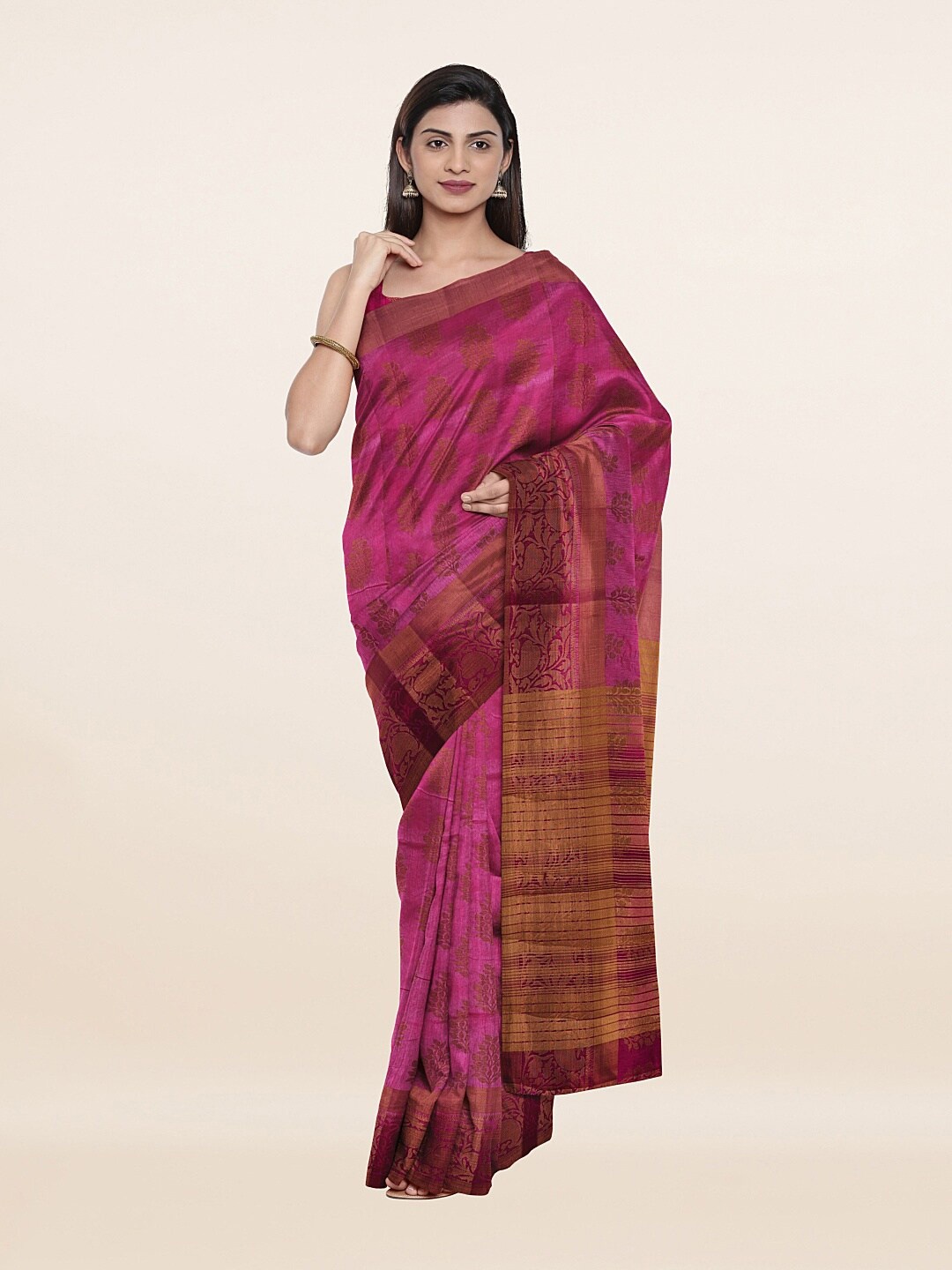 

Pothys Lavender & Golden Woven Design Art Silk Saree
