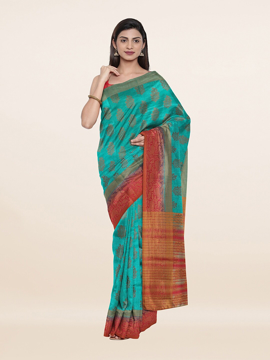 

Pothys Blue & Red Woven Design Art Silk Saree