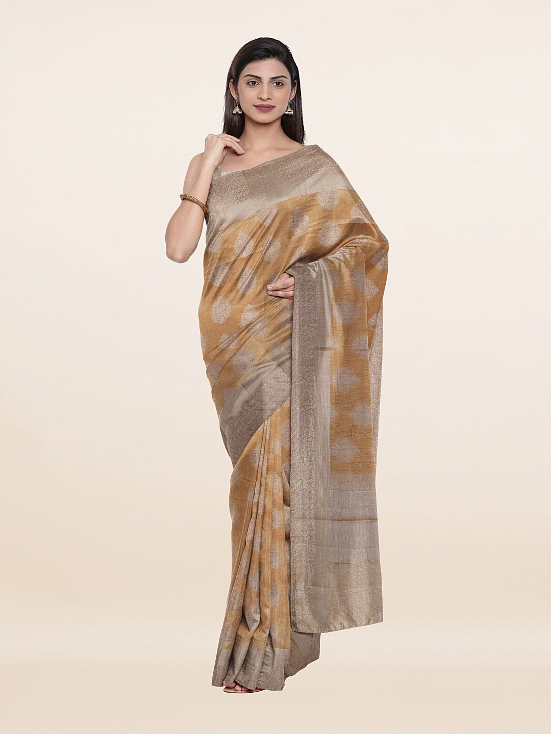 

Pothys Tan & Grey Woven Design Art Silk Saree