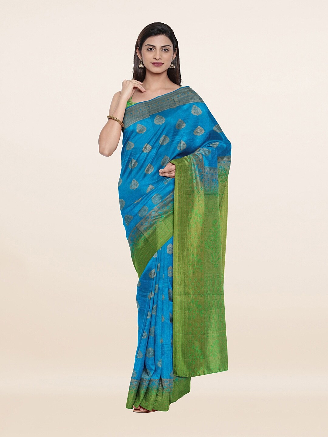 

Pothys Blue & Green Woven Design Art Silk Saree
