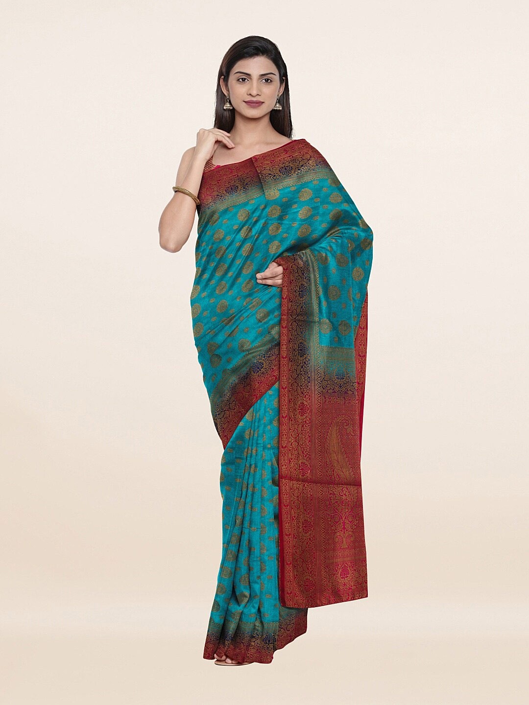 

Pothys Blue & Maroon Woven Design Art Silk Saree