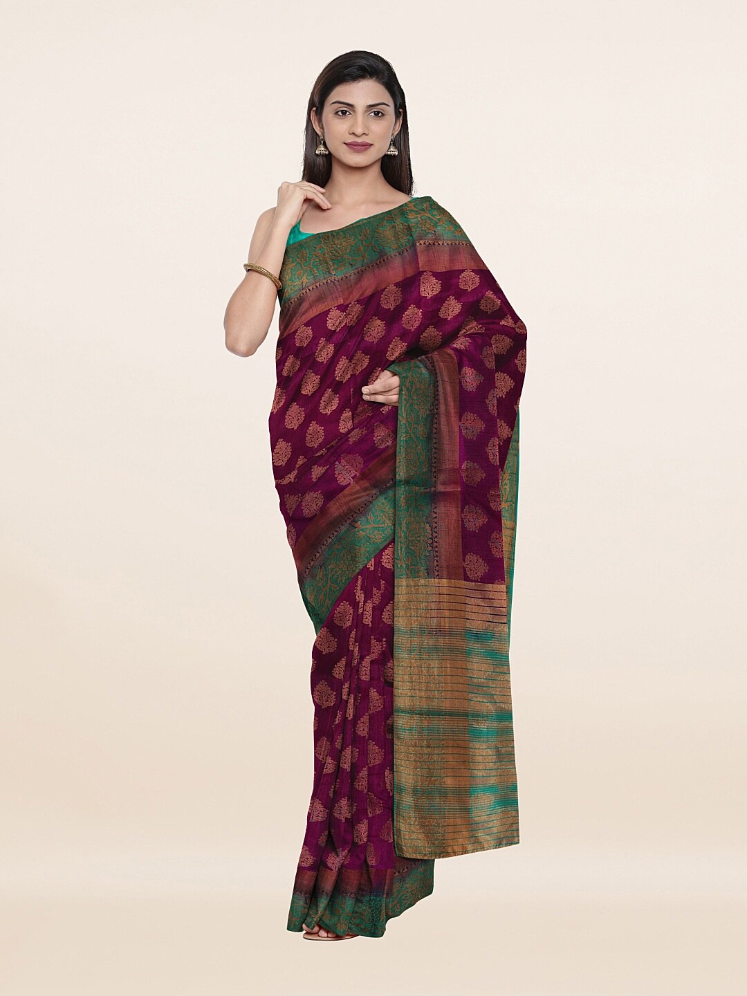 

Pothys Purple & Green Woven Design Art Silk Saree