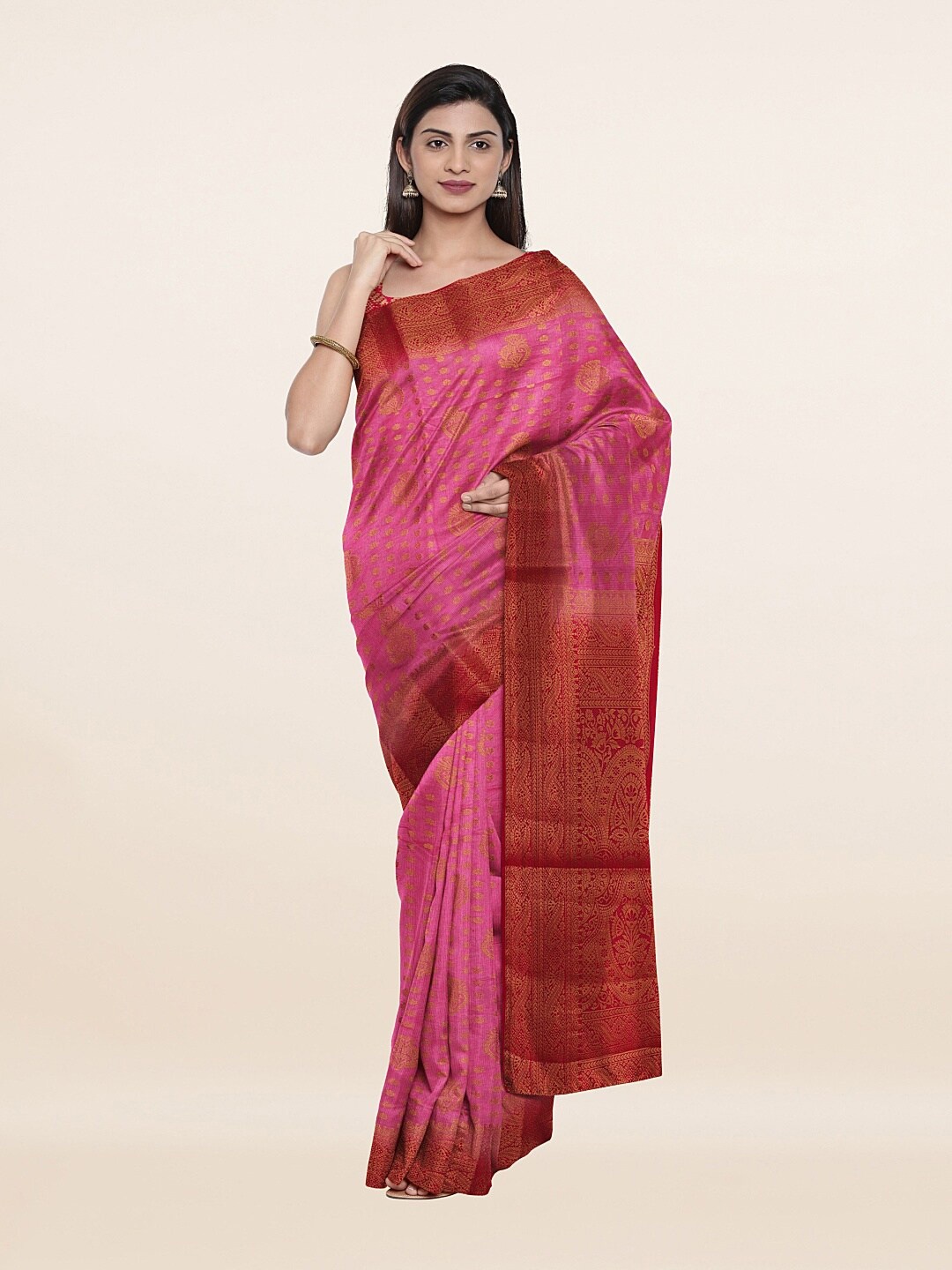 

Pothys Pink & Maroon Woven Design Art Silk Saree
