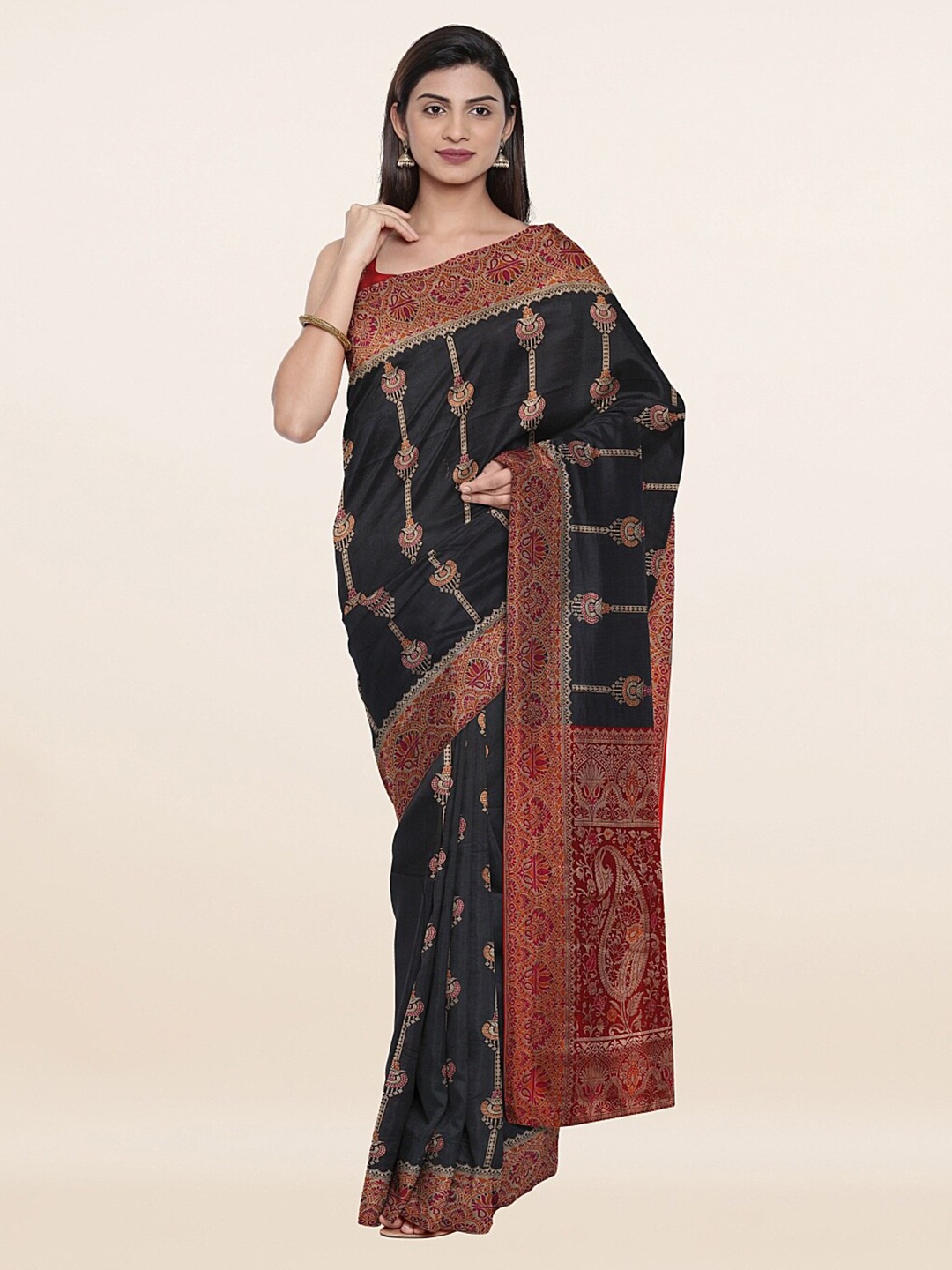 

Pothys Grey & Maroon Woven Design Art Silk Saree