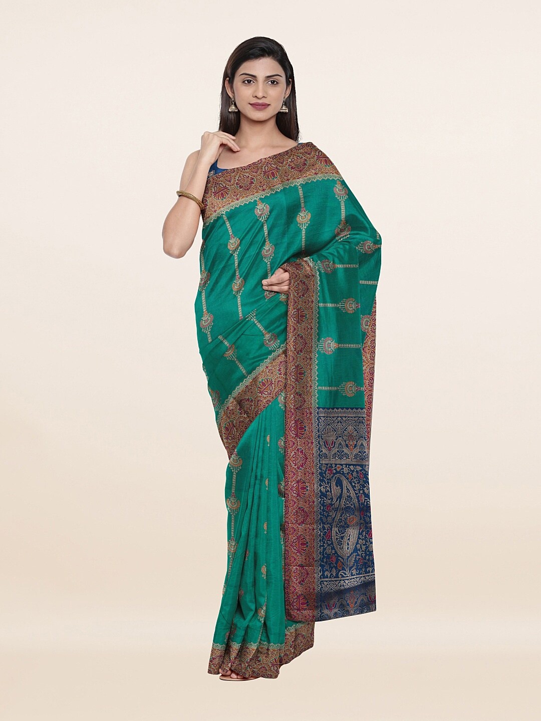 

Pothys Green & Maroon Woven Design Art Silk Saree