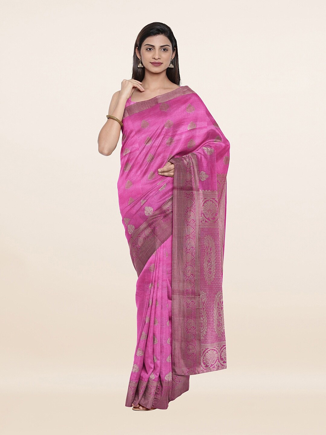 

Pothys Lavender Floral Art Silk Saree