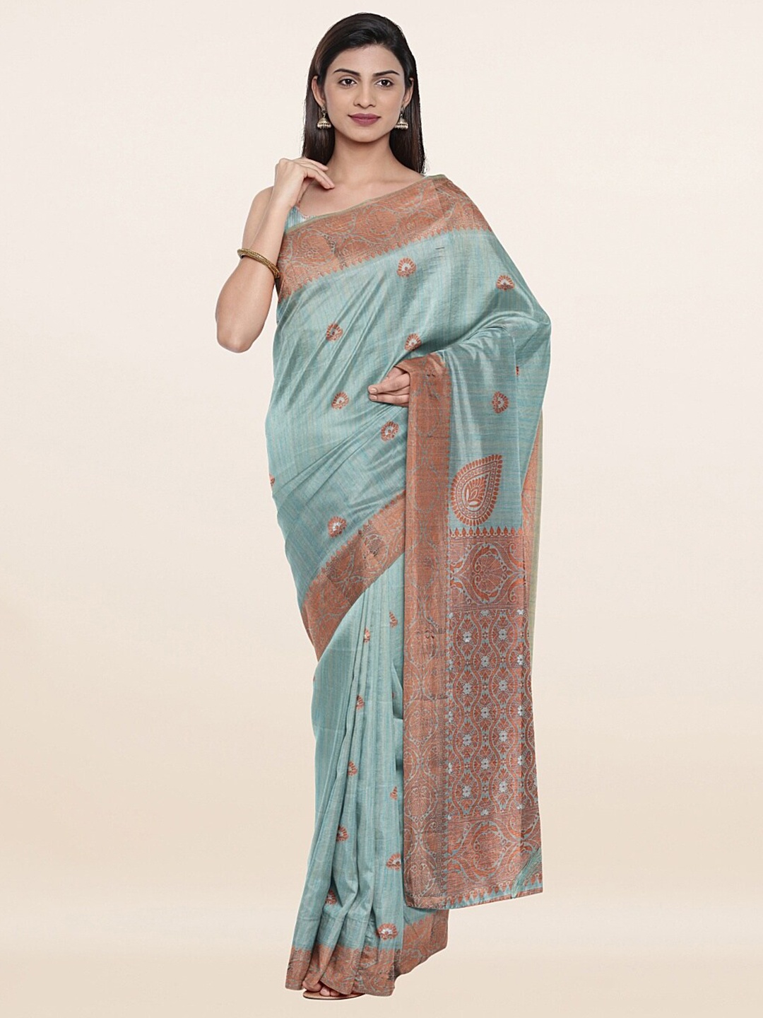 

Pothys Blue Woven Design Art Silk Saree