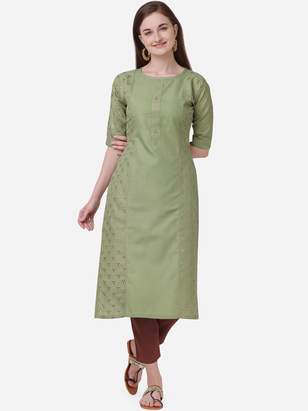 

Fashion Booms Women Green Thread Work Kurta