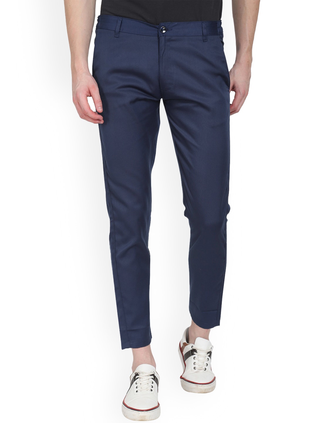 

AD & AV Men Navy Blue Classic Slim Fit Easy Wash Trousers