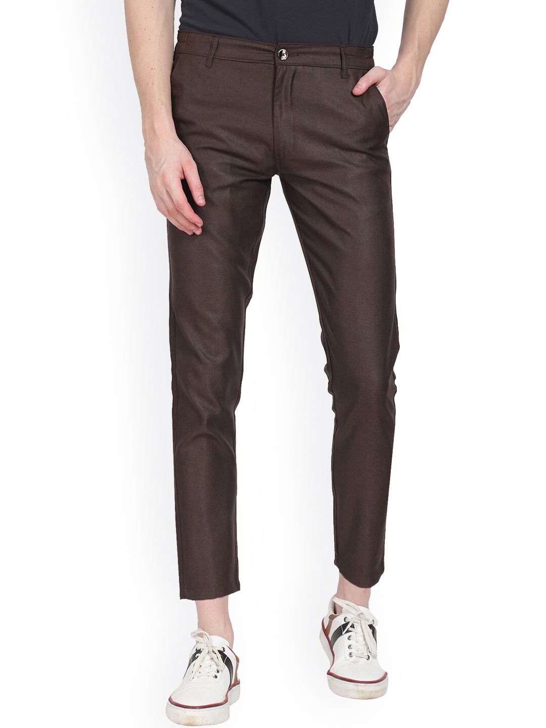 

AD & AV Men Brown Classic Slim Fit Easy Wash Trousers