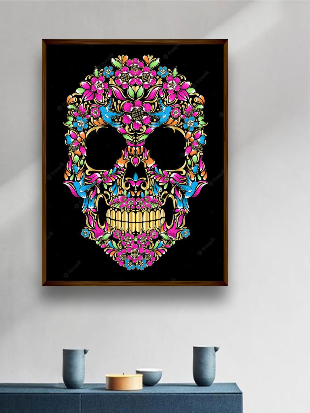 

The Art House Black & Blue Printed Framed Painting Wall Art