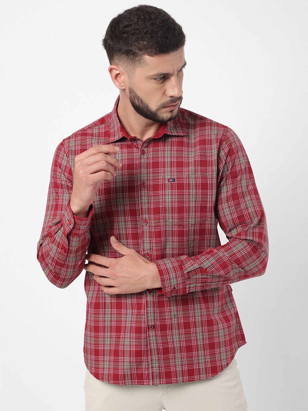 

AD By Arvind Men Red Tartan Checks Checked Casual Shirt