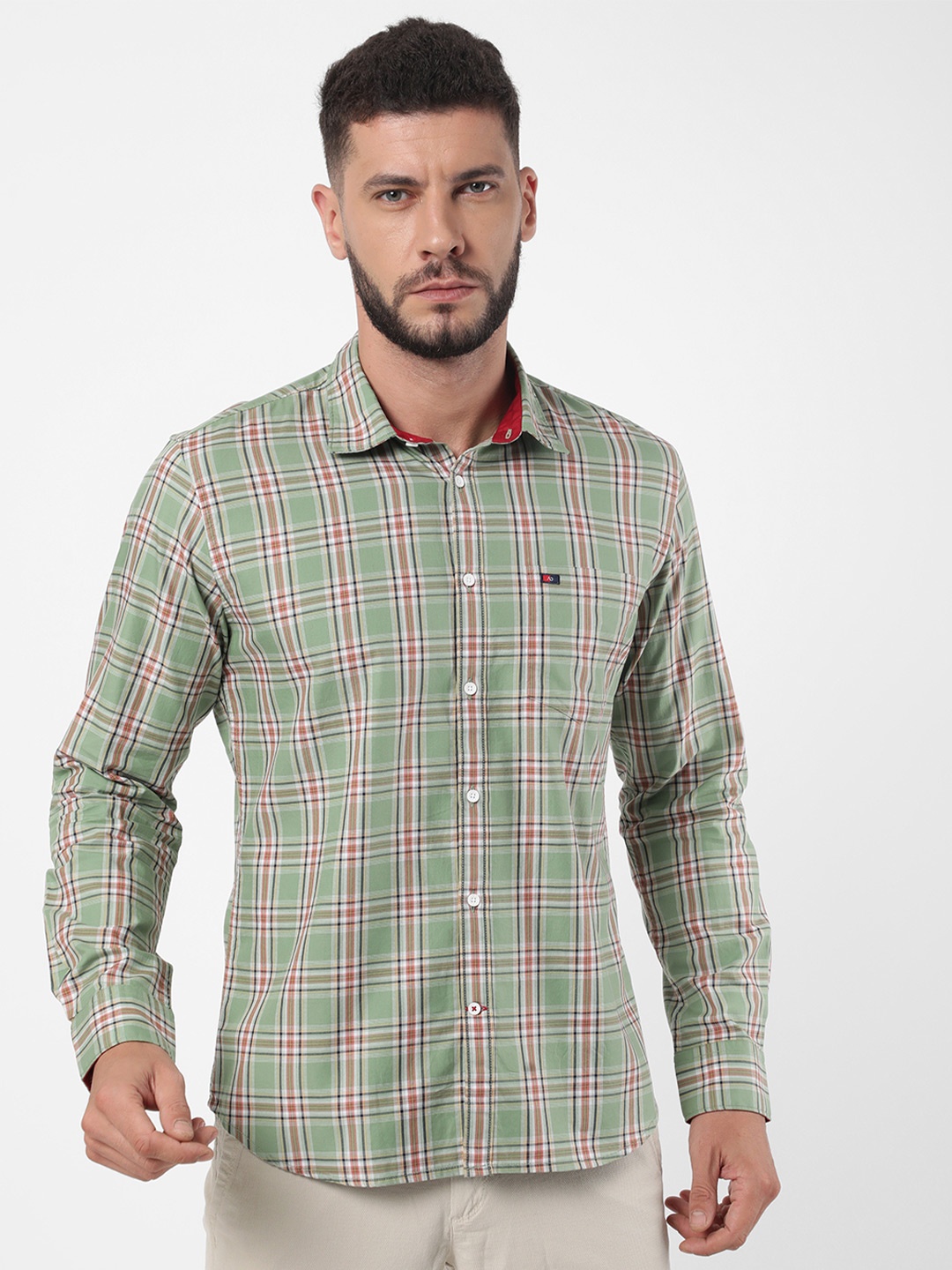 

AD By Arvind Men Green Tartan Checks Checked Casual Shirt