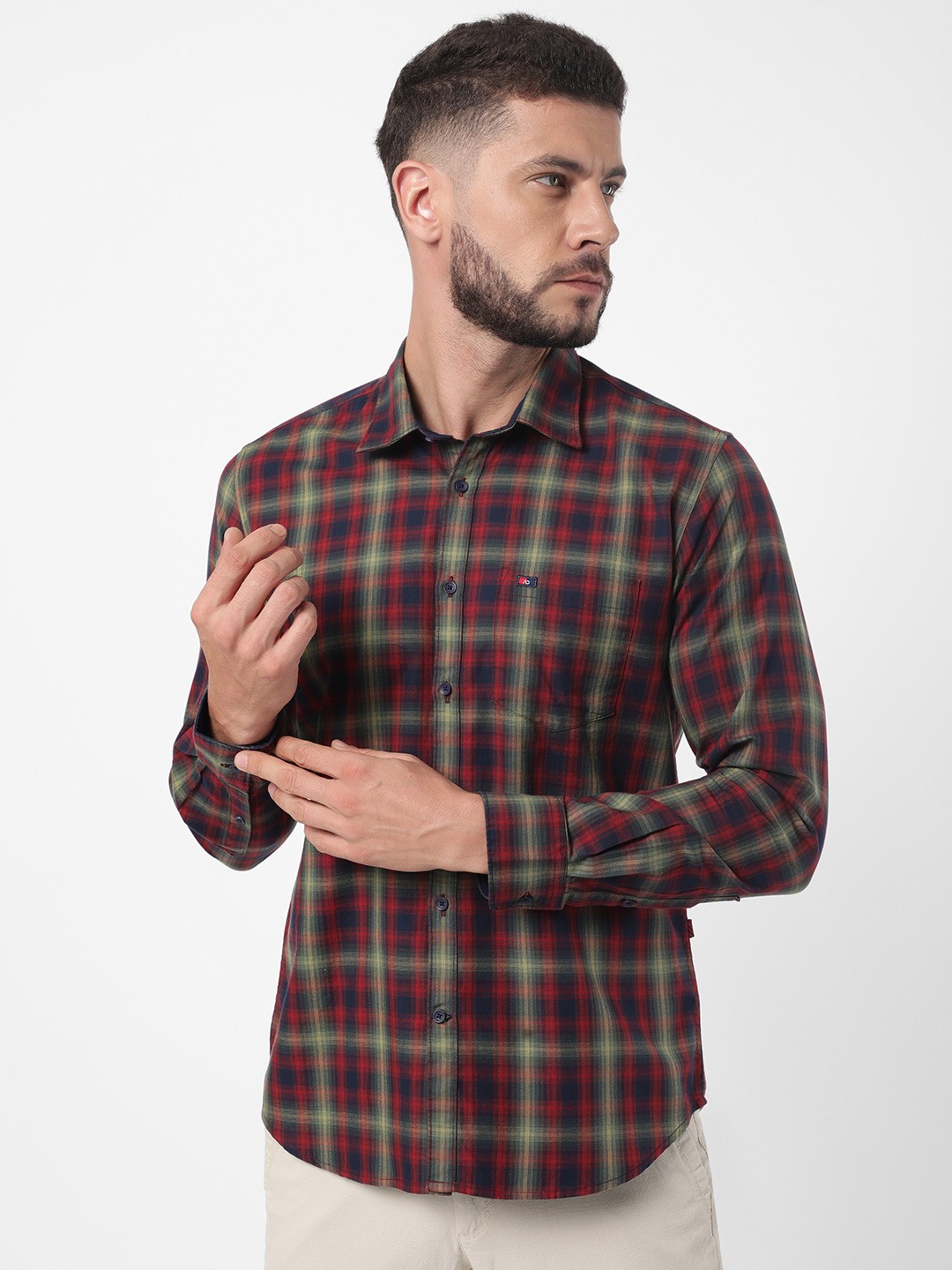 

AD By Arvind Men Red Tartan Checks Checked Casual Shirt