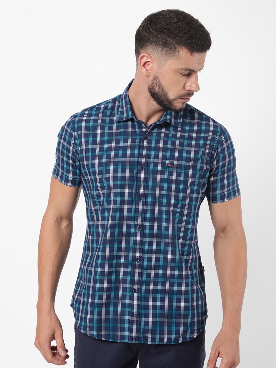 

AD By Arvind Men Blue Tartan Checks Checked Casual Shirt