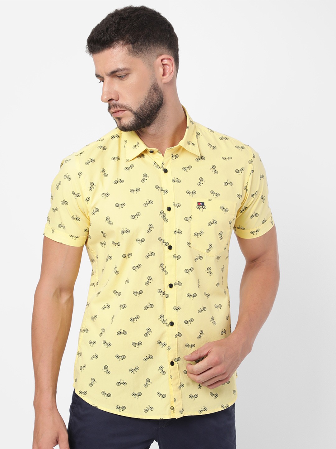 

AD By Arvind Men Yellow Printed Casual Shirt