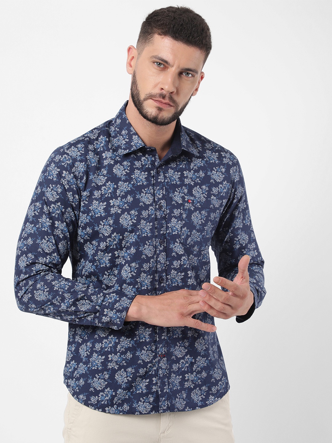 

AD By Arvind Men Navy Blue Printed Casual Shirt