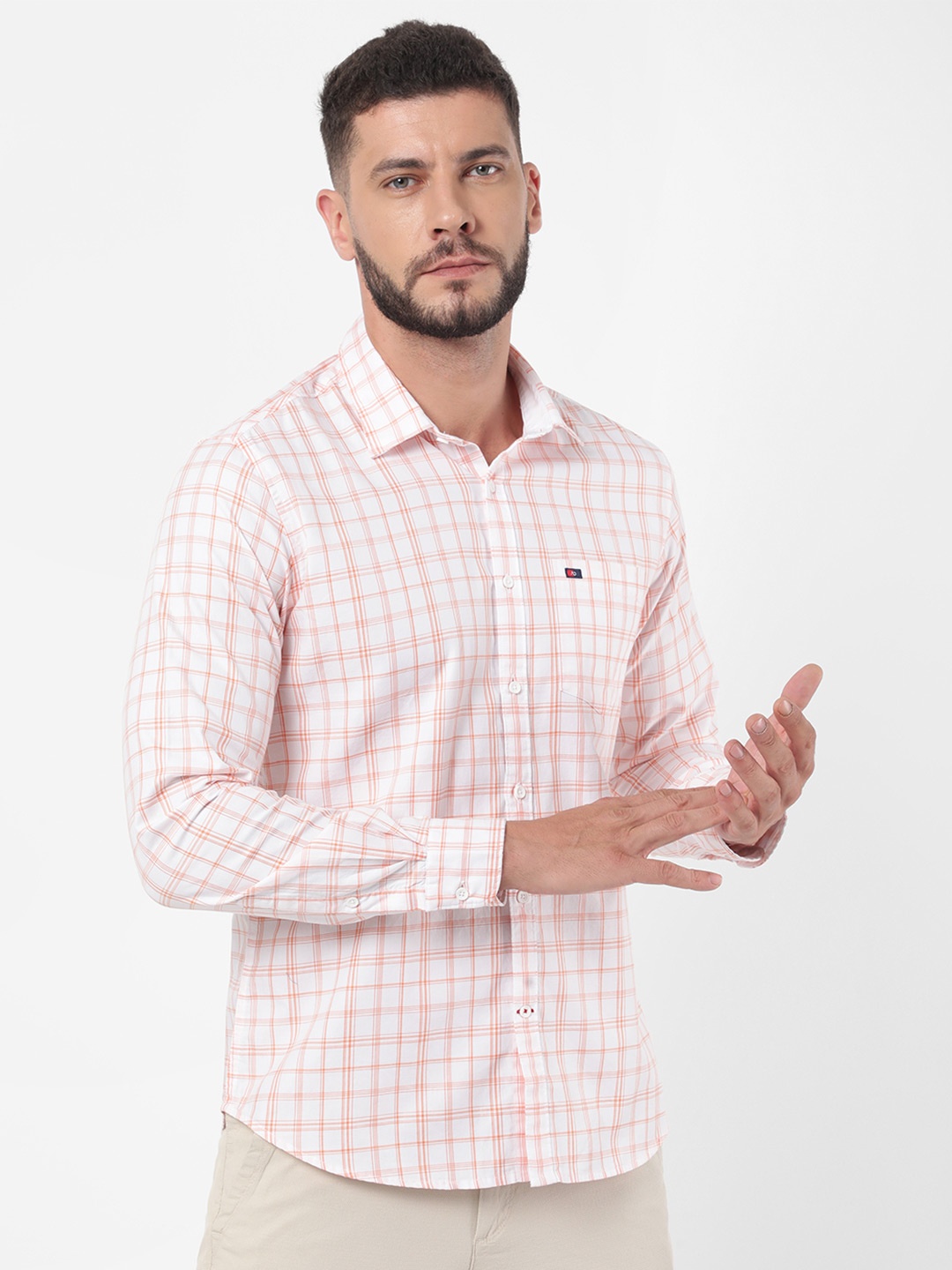 

AD By Arvind Men White Grid Tattersall Checks Checked Casual Shirt
