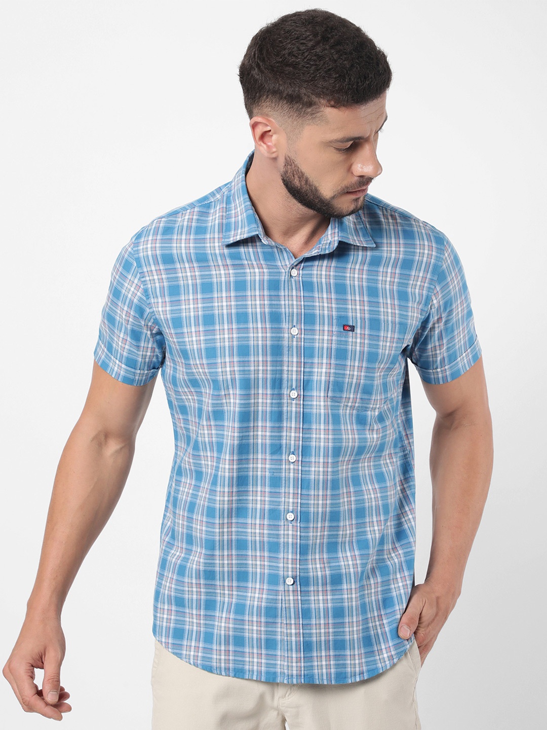 

AD By Arvind Men Blue Tartan Checks Checked Casual Shirt