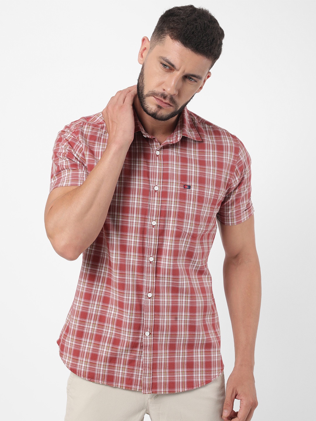 

AD By Arvind Men Red Tartan Checks Checked Casual Shirt