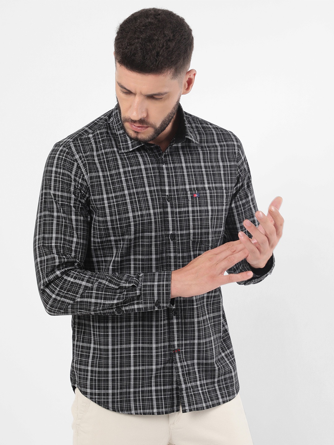 

AD By Arvind Men Black Grid Tattersall Checks Checked Casual Shirt