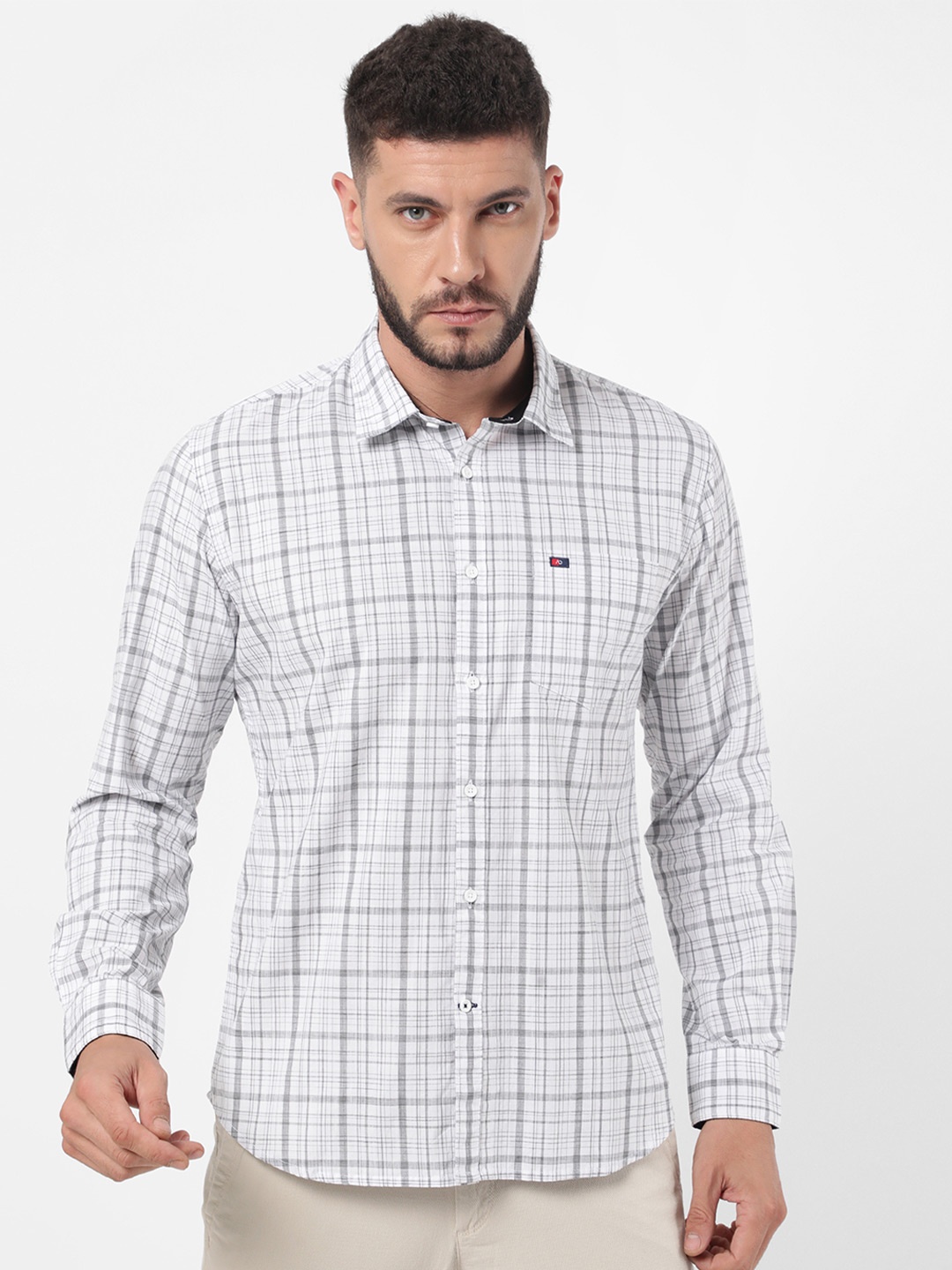 

AD By Arvind Men White Grid Tattersall Checks Checked Casual Shirt