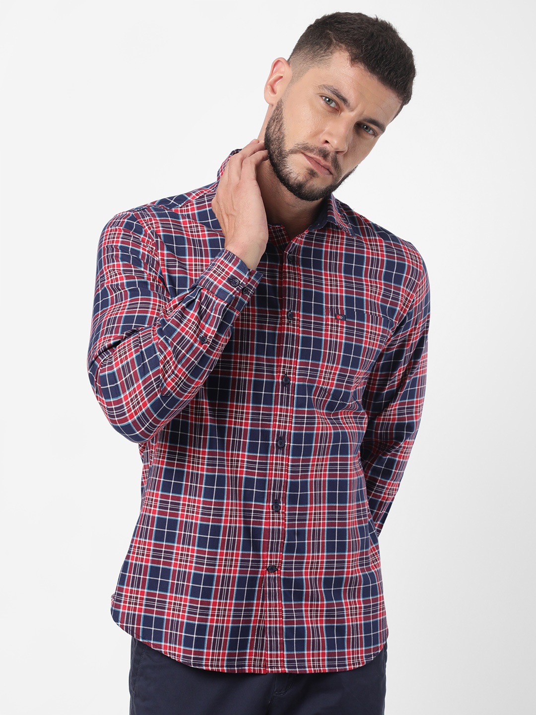 

AD By Arvind Men Red Tartan Checks Checked Casual Shirt