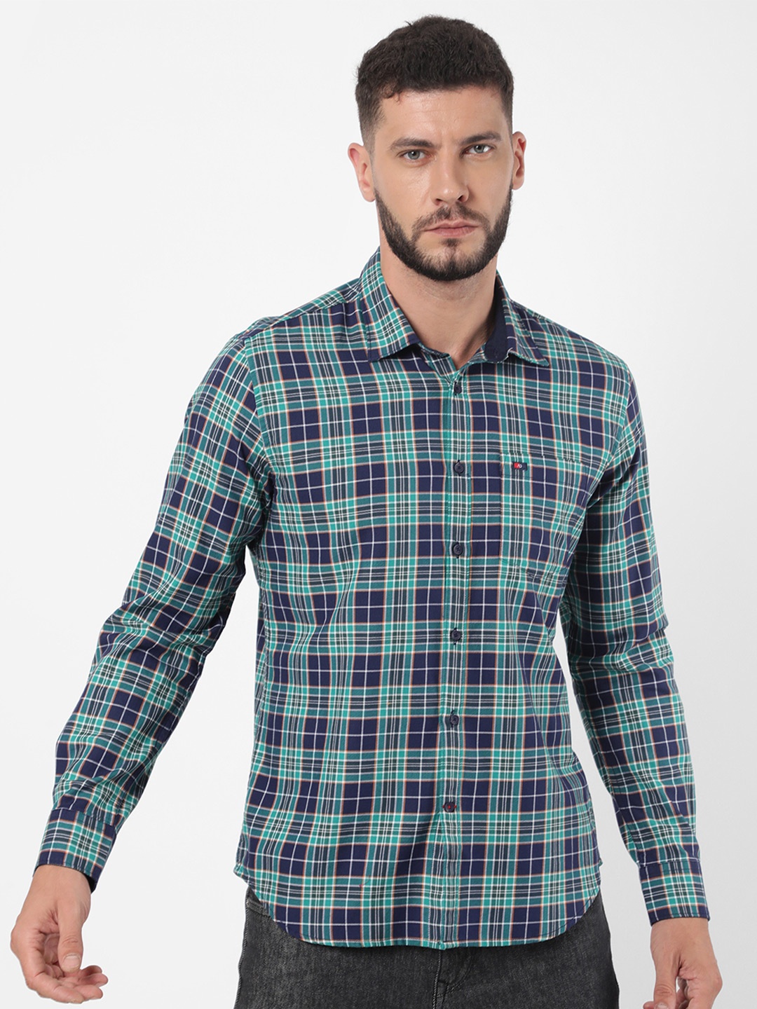 

AD By Arvind Men Green Tartan Checks Checked Casual Shirt