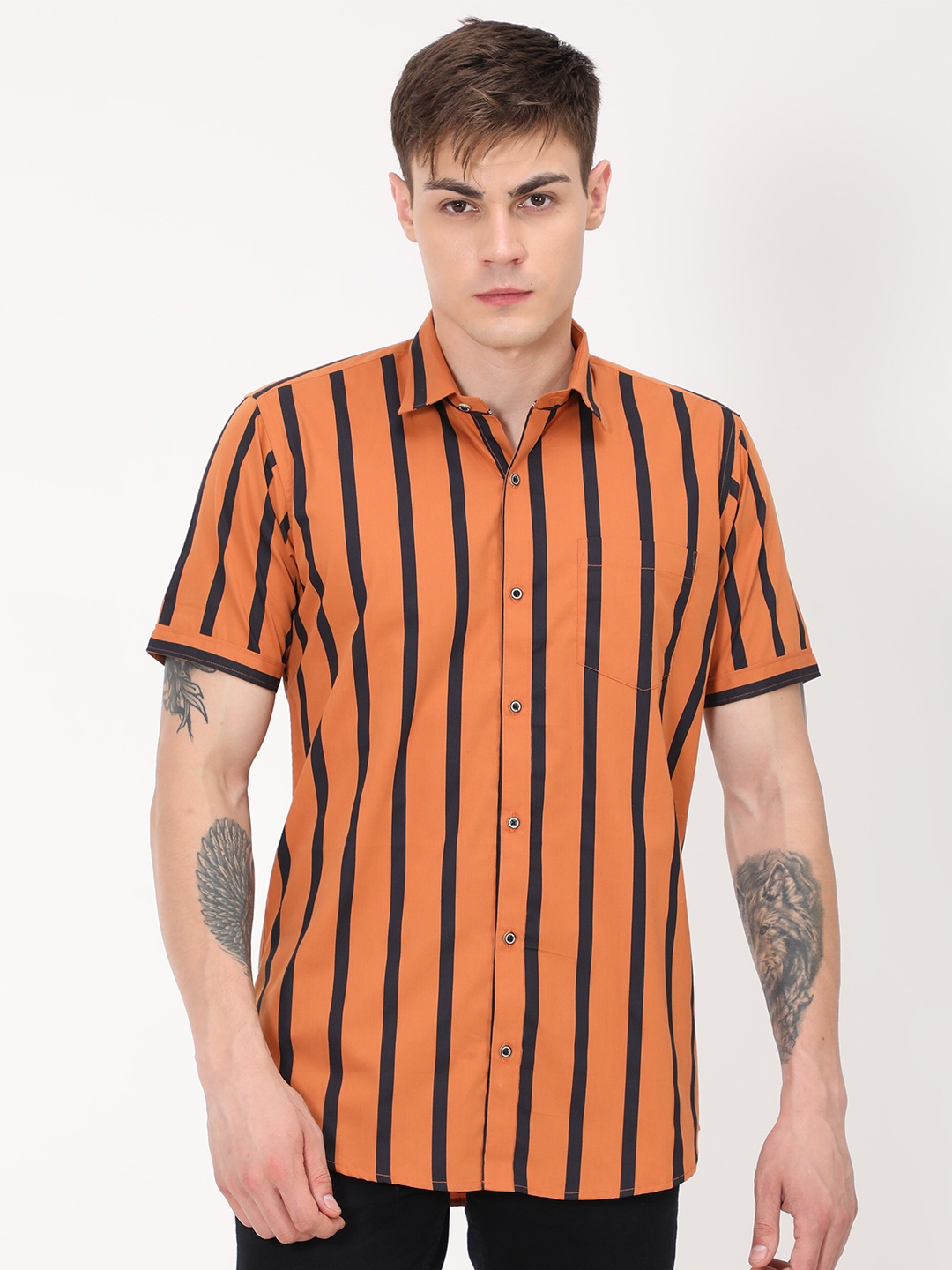 

PLATYPUSS Men Blue Classic Striped Casual Shirt