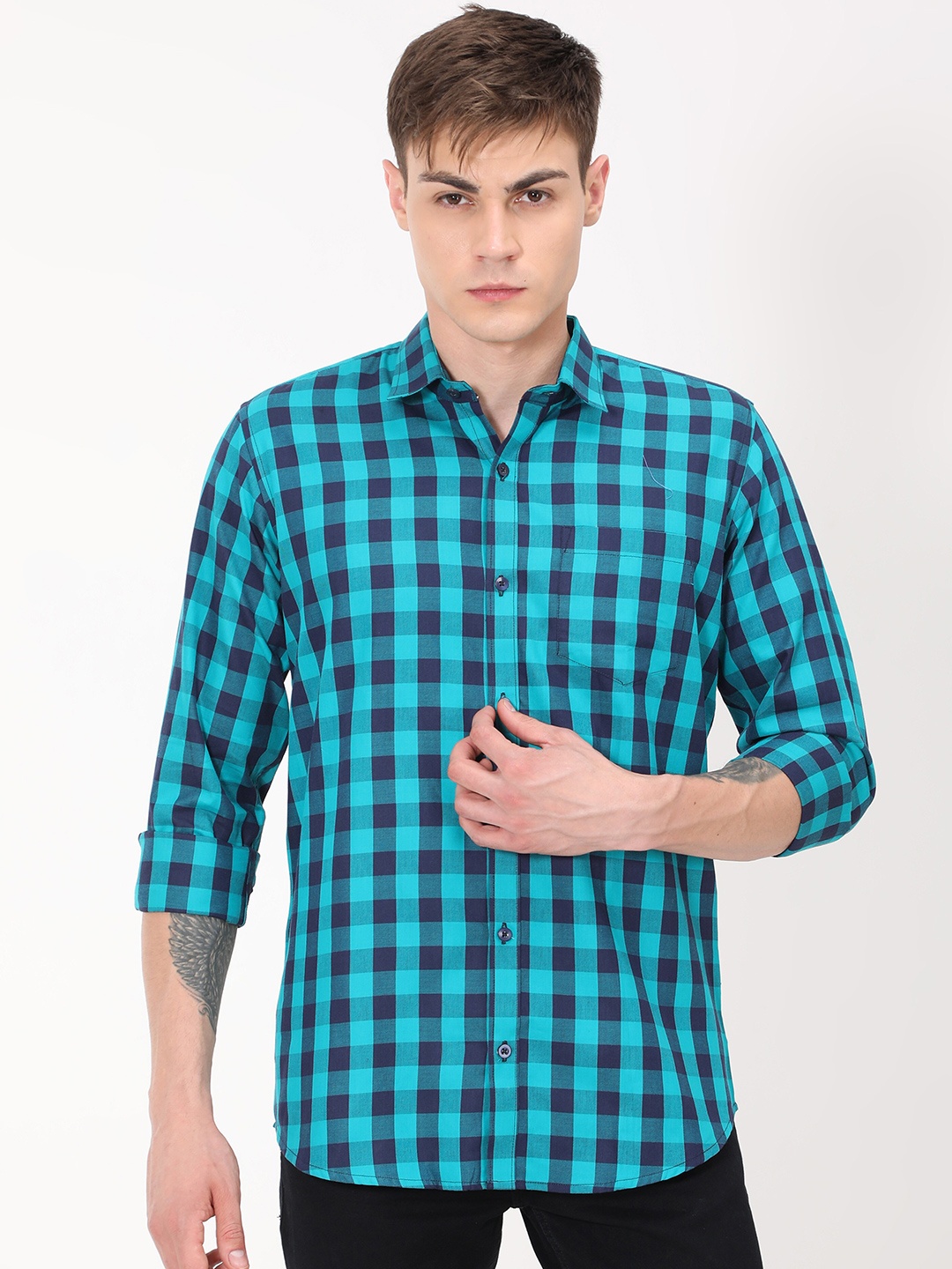 

PLATYPUSS Men Blue Classic Buffalo Checks Checked Casual Shirt