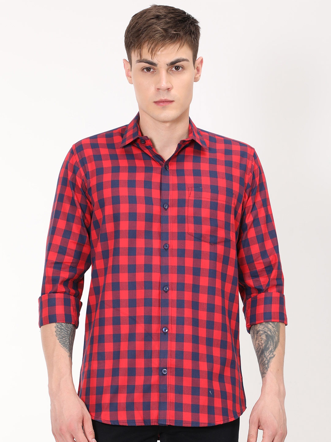 

PLATYPUSS Men Blue Classic Buffalo Checks Checked Casual Shirt