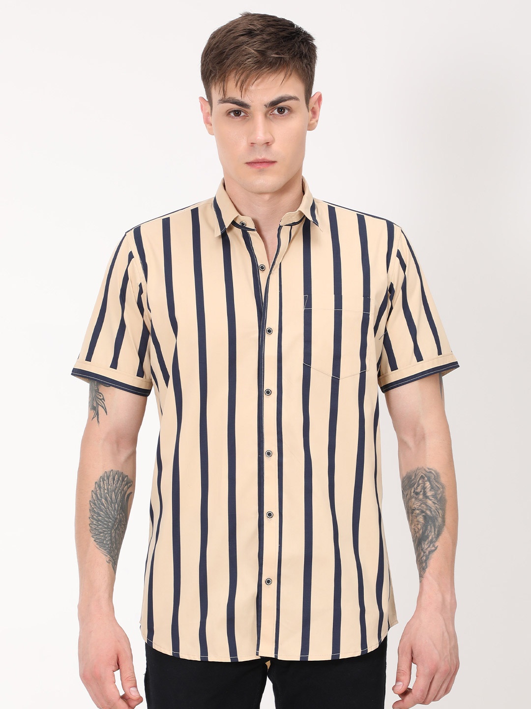 

PLATYPUSS Men Blue Classic Striped Casual Shirt