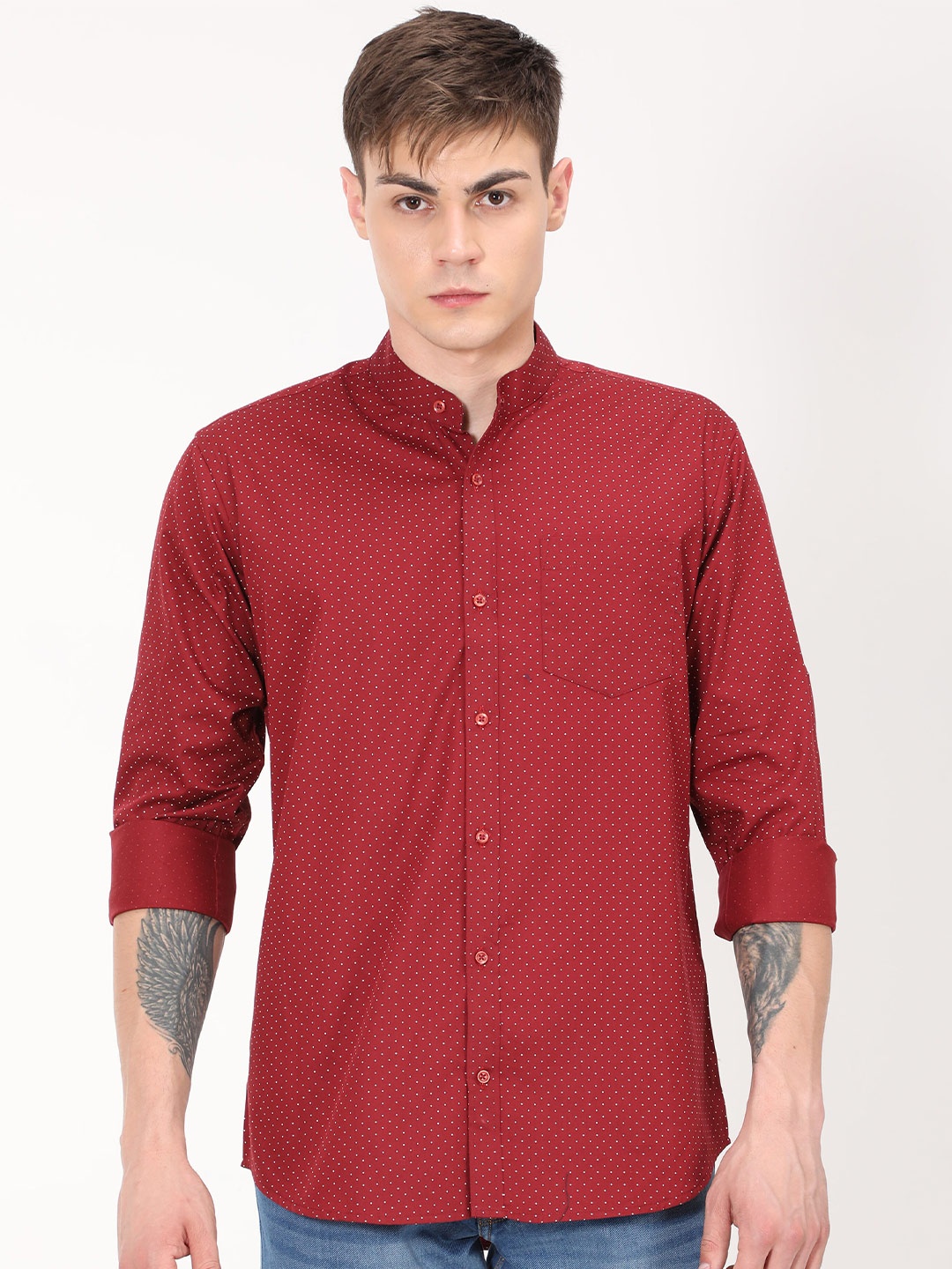 

PLATYPUSS Men White Classic Printed Casual Shirt