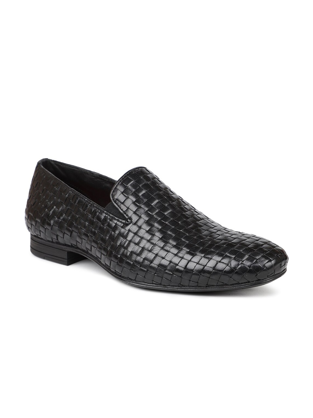 

ATESBER by Inc.5 Men Black Textured Leather Loafers Formal Shoes