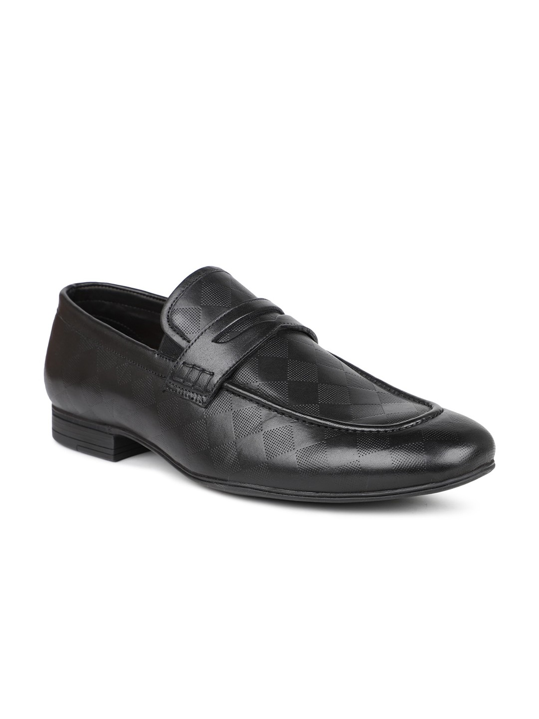 

ATESBER by Inc.5 Men Black Solid Formal Slip On Loafers