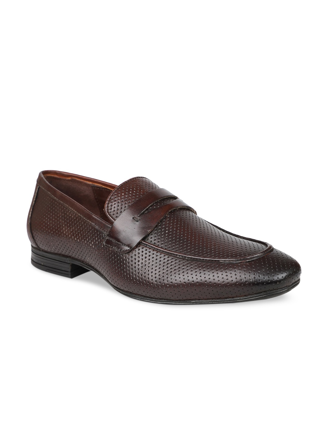 

ATESBER by Inc.5 Men Brown Textured Formal Slip-On Shoes