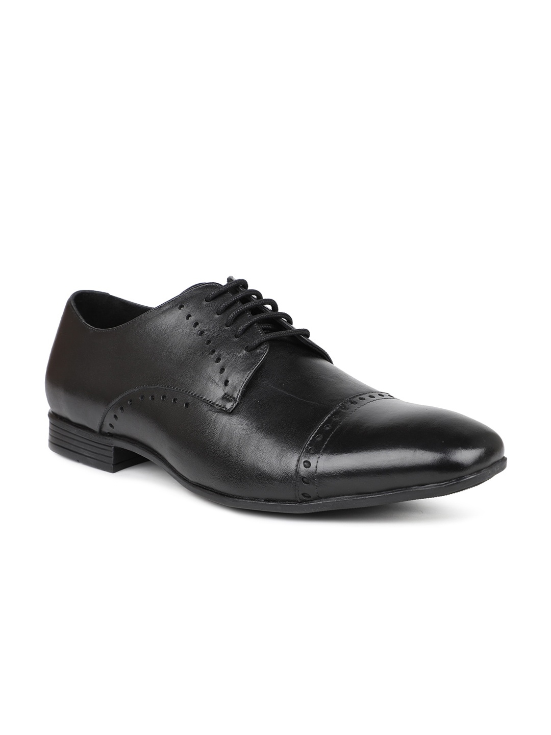 

ATESBER by Inc.5 Men Black Solid Leather Formal Derbys