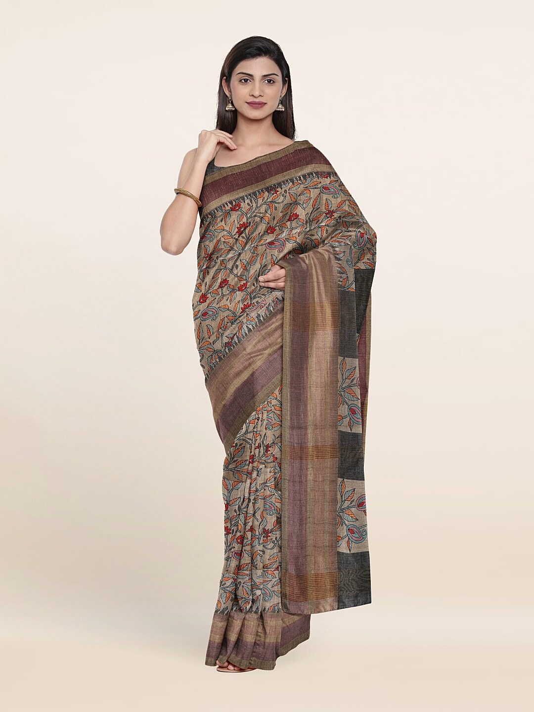 

Pothys Grey & Black Woven Design Art Silk Saree