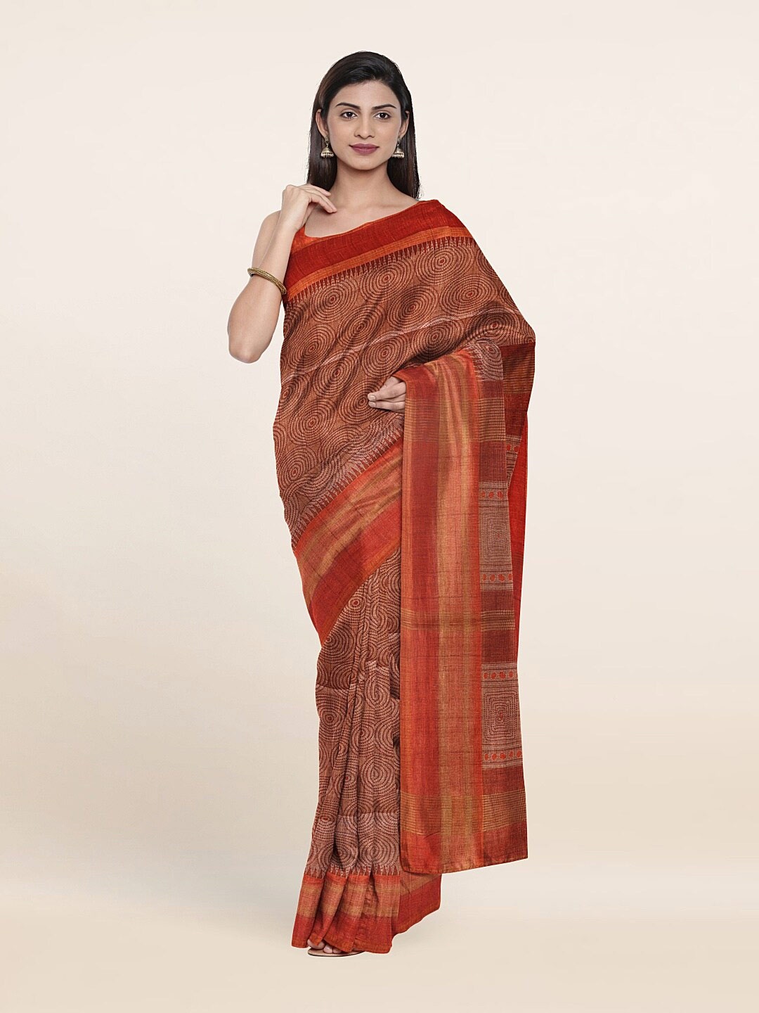

Pothys Brown & Red Art Silk Saree