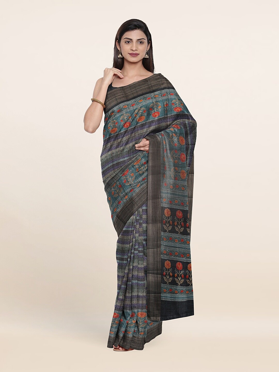 

Pothys Multicoloured Floral Art Silk Saree, Multi