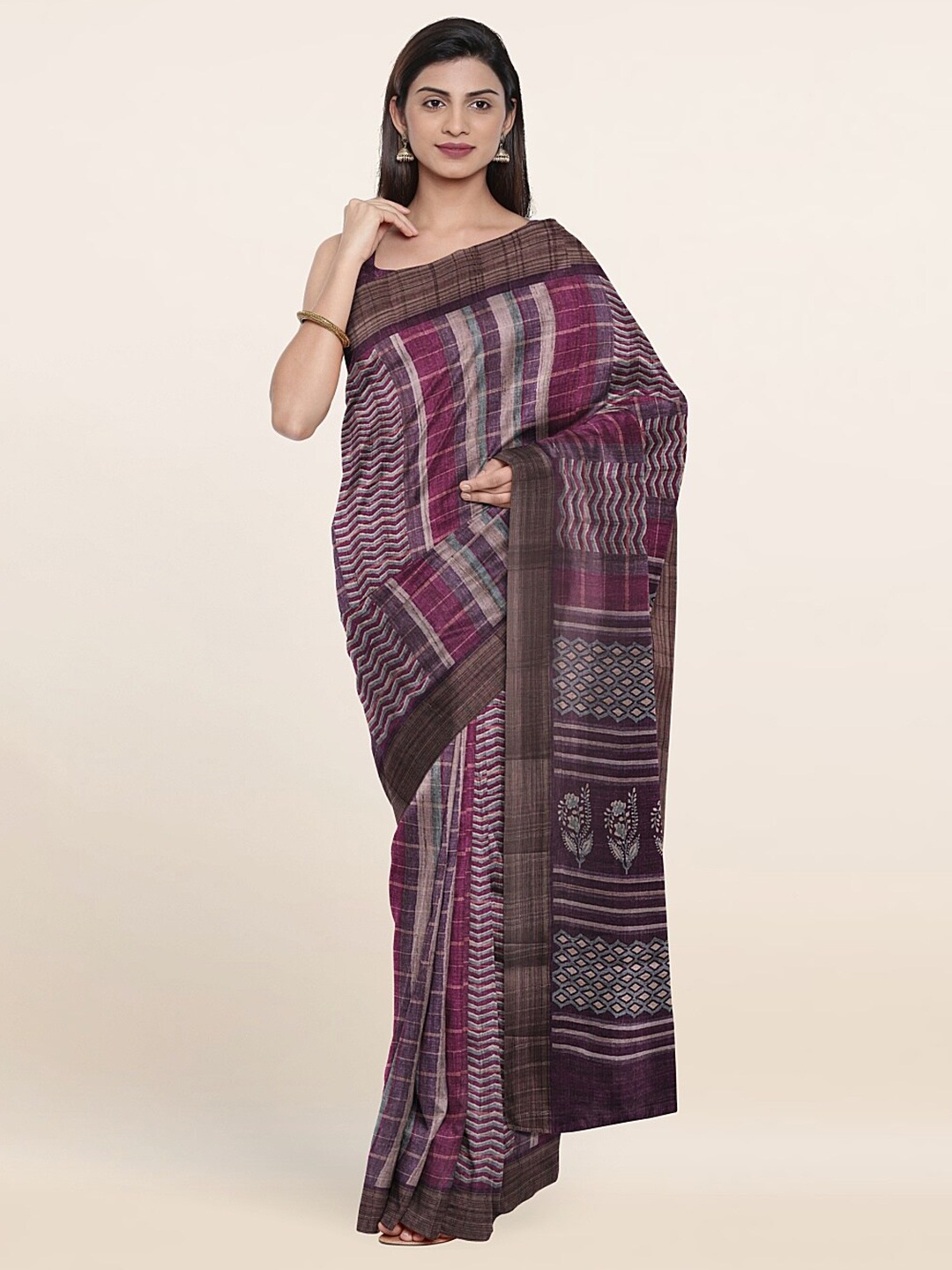

Pothys Purple & Black Art Silk Saree