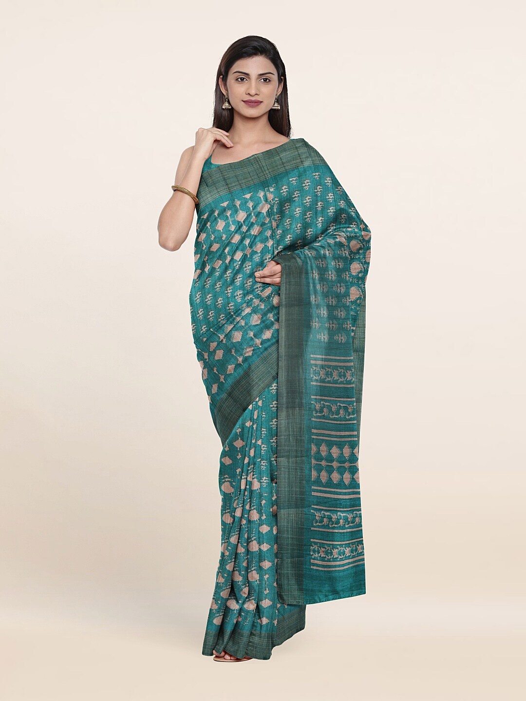 

Pothys Teal & Grey Art Silk Saree