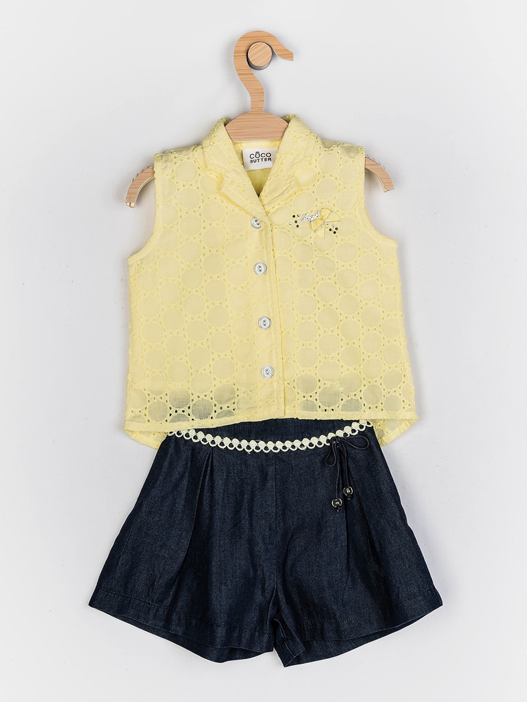 

Peppermint Girls Yellow & Navy Blue Top with Shorts