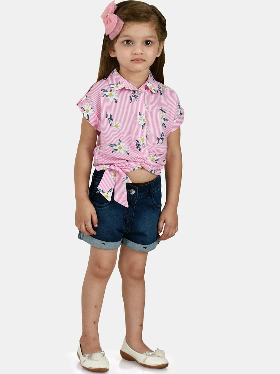 

Peppermint Girls Pink Printed T-shirt with Shorts