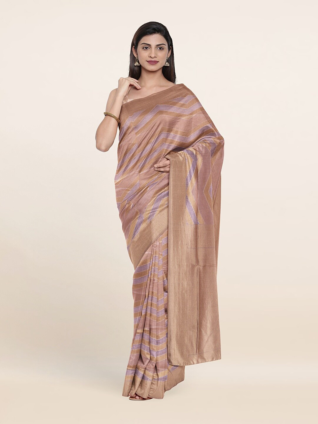 

Pothys Purple & Gold-Toned Zari Art Silk Saree