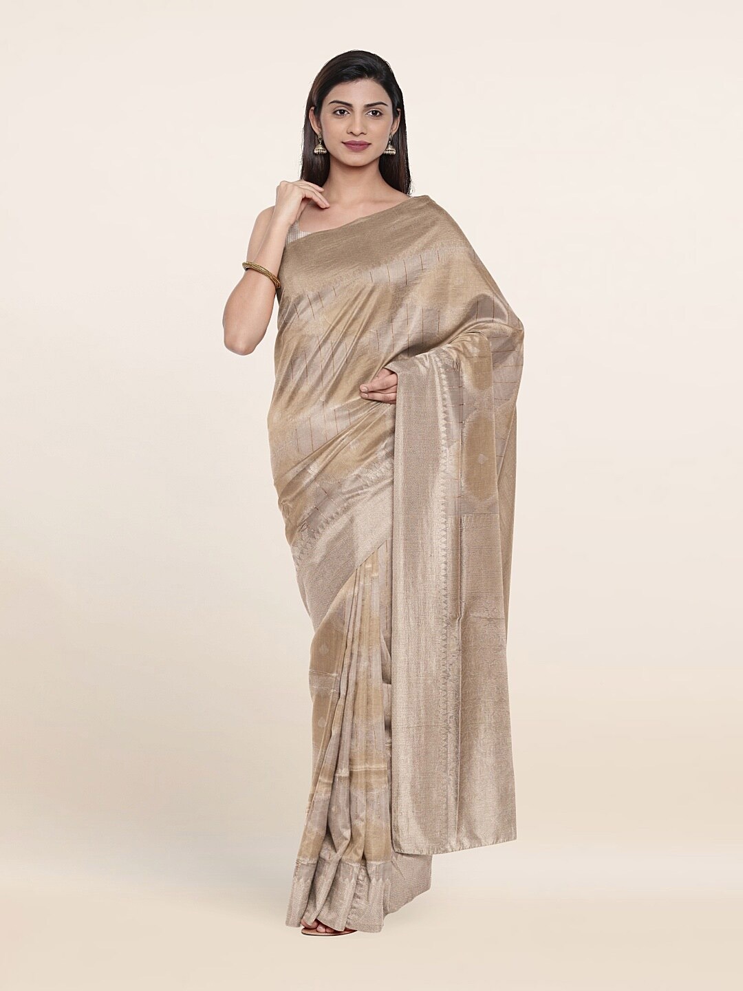 

Pothys Grey & Beige Woven Design Zari Art Silk Saree