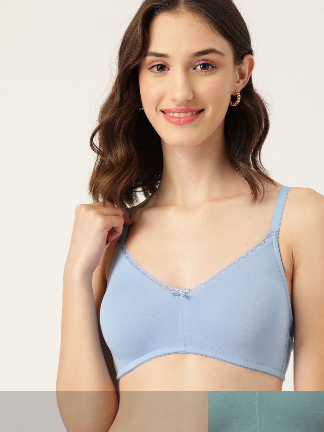 

DressBerry Pack of 2 Solid T-shirt Bra, Blue