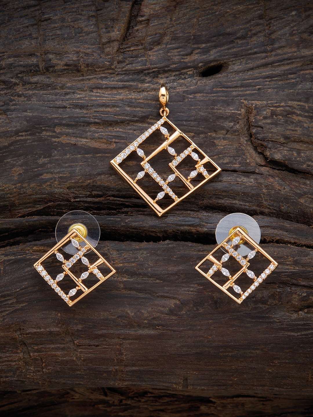 

Kushal's Fashion Jewellery Gold-Plated White Stone-Studded