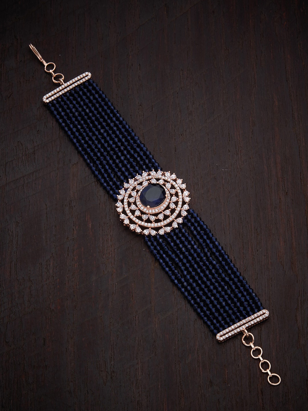 

Kushal's Fashion Jewellery Women Blue Cubic Zirconia Rose Gold-Plated Wraparound Bracelet