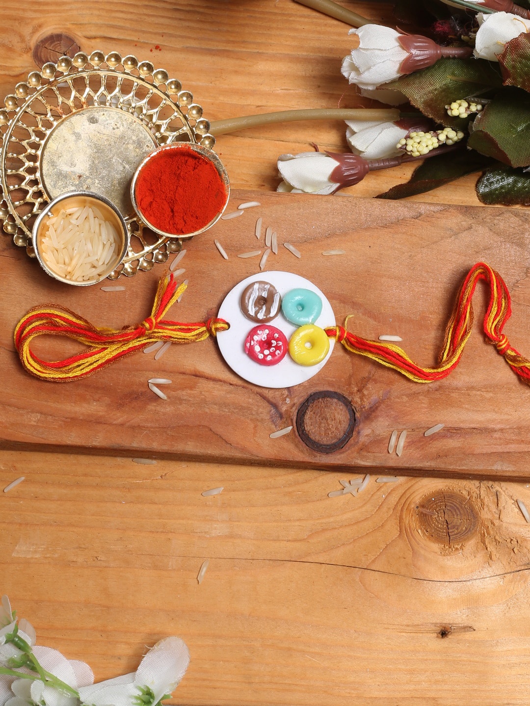 

Aapno Rajasthan Unisex Kids Multi Rakhi, White